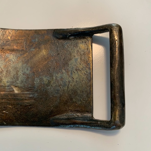 Vintage Brass Western Belt Buckle Wells Fargo Bankers & Forwarders Steam Train - Picture 5 of 7